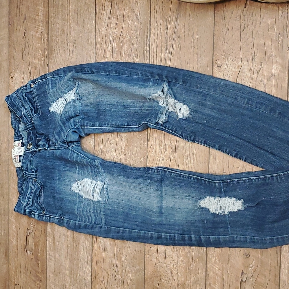 Aviva Low-Rise Distressed Jeans